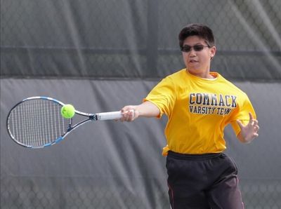 James Yu of Commack competes in First Doubles