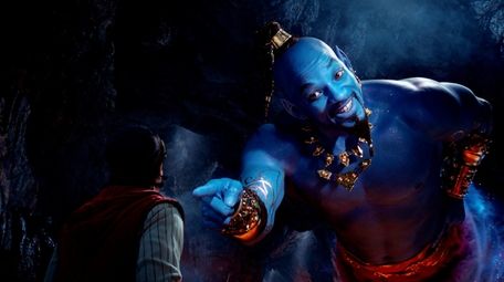 Aladdin (played by Mena Massoud) meets the larger-than-life