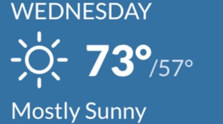 Wednesday is expected to be "very nice, similar