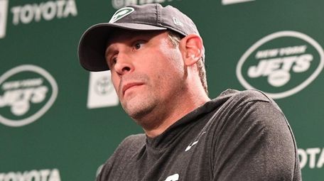 Jets coach Adam Gase answers questions from the