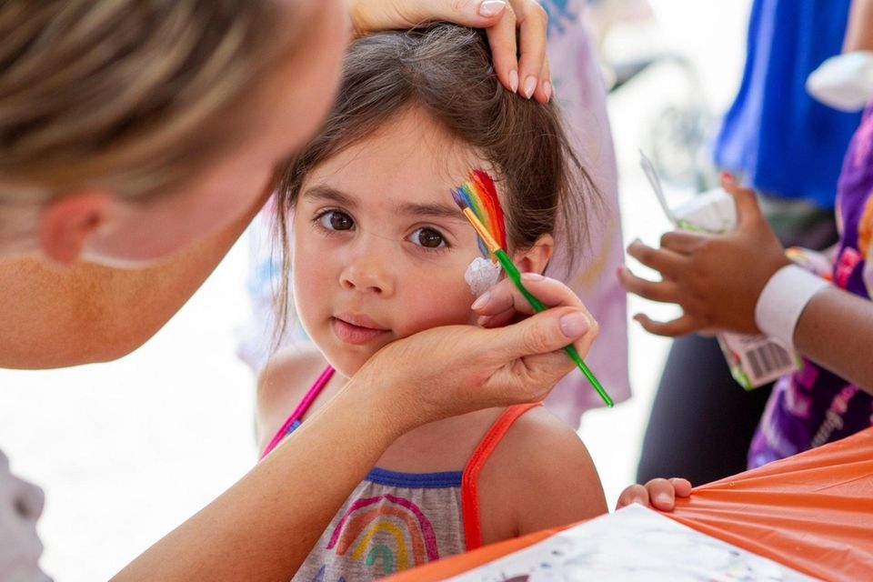 Isabella Chiaro, 3, of Baldwin, has her face