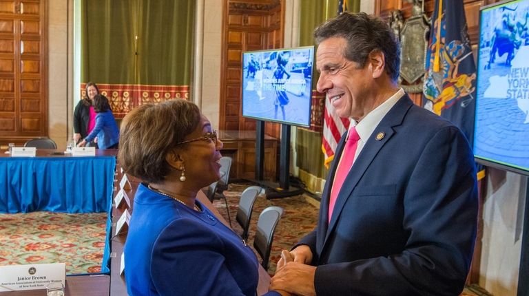 State Senate Majority Leader Andrea Stewart-Cousins with Gov.