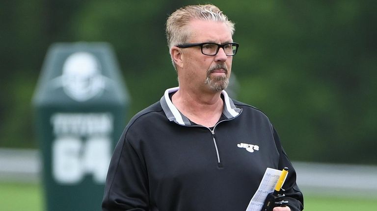 Jets defensive coordinator Gregg Williams during an OTA