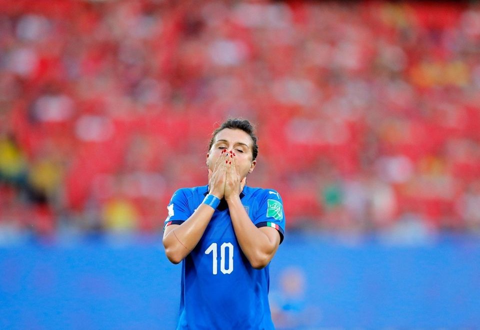 Italy's Cristiana Girelli reacts after missing a chance