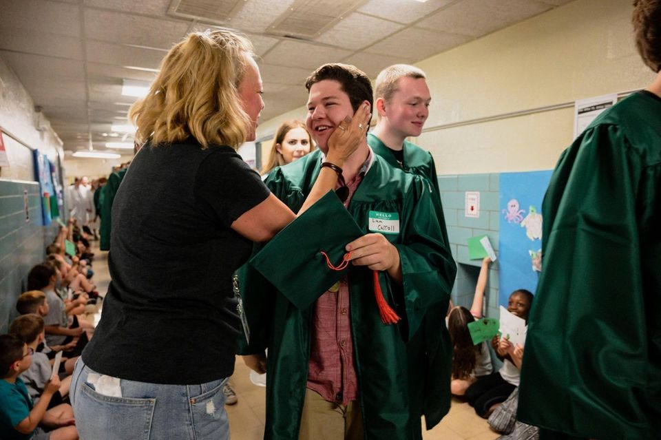 Farmingdale High School Senior Liam Carrol getting some