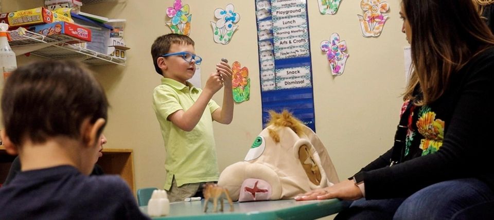 Jack Nordin, 5, participates during class at the