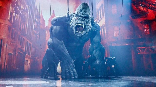 The giant mechanized creature appears during a performance... The giant mechanized creature appears during a performance