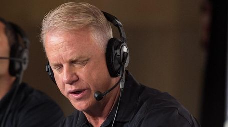 Boomer Esiason, right, during WFAN's 30th anniversary celebration