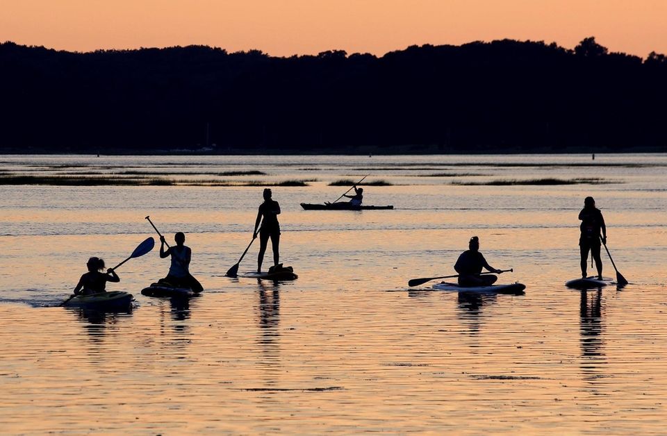 The waters of Stony Brook Harbor were crowded