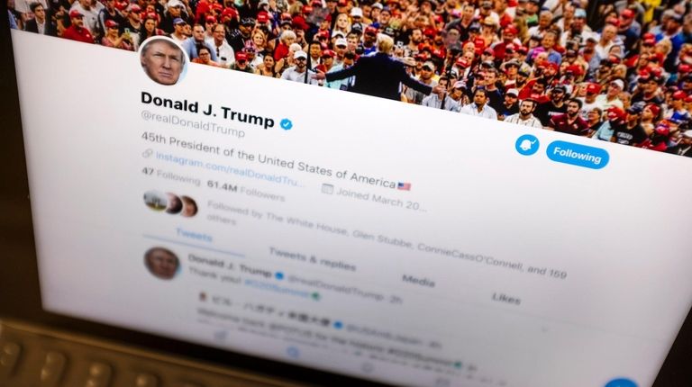 President Donald Trump's Twitter feed is photographed on