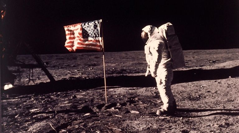 In this image provided by NASA, astronaut Buzz