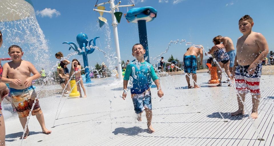 Joshua DiLeo of Deer Park, 5, cools off