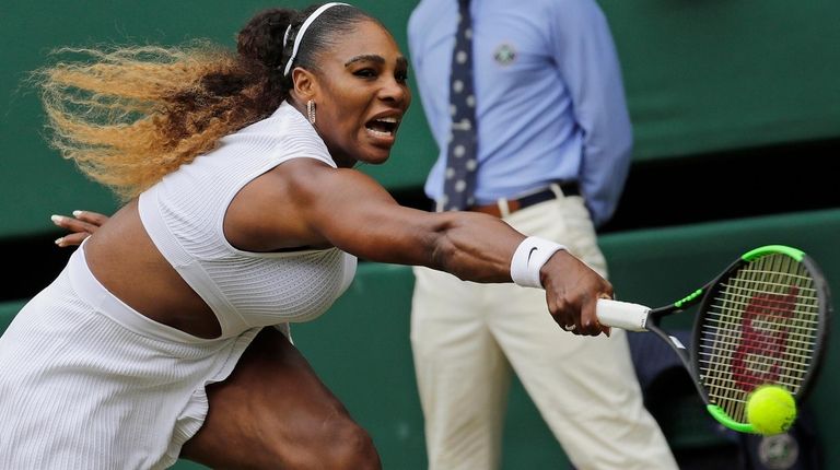 Serena Williams returns to Germany's Julia Goerges in