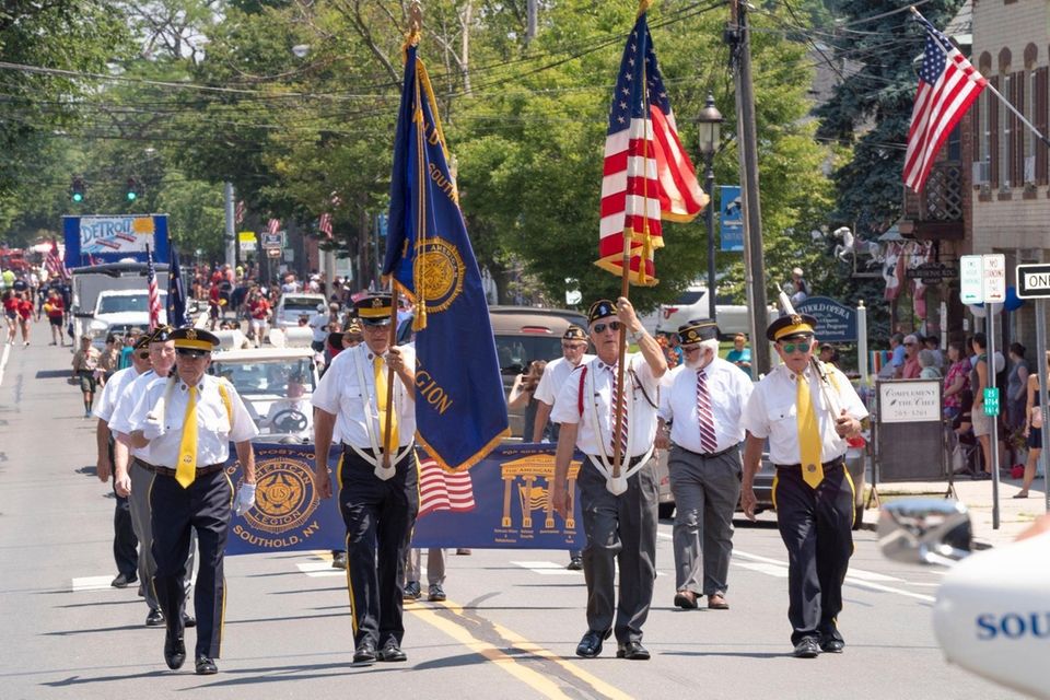 American Legion veterans from Post 803 walk in