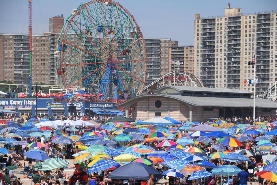 Coney Island beach was very crowded on the