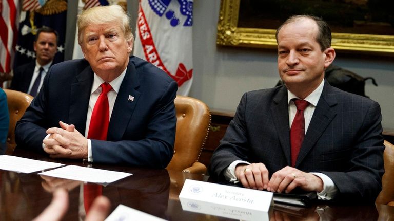 President Donald Trump and Labor Secretary Alex Acosta
