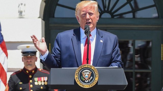 President Donald Trump on the White House South... President Donald Trump on the White House South