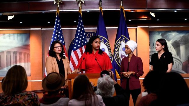 Rep. Ayanna Pressley (D-Mass.) speaks about President Donald... Rep. Ayanna Pressley (D-Mass.) speaks about President Donald