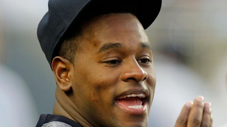 Yankees pitcher Luis Severino looks on from the