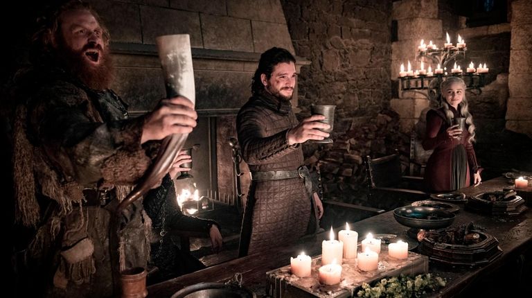 From left, Kristofer Hivju (as Tormund Giantsbane), Kit