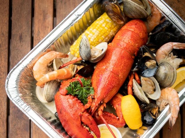 The clam bake filled with lobster, little neck
