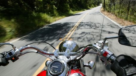 A view riding a motorcycle.