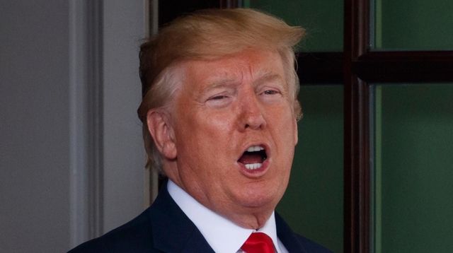 President Donald Trump calls to the media as... President Donald Trump calls to the media as