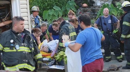 Suffolk police and North Babylon Fire Department respond