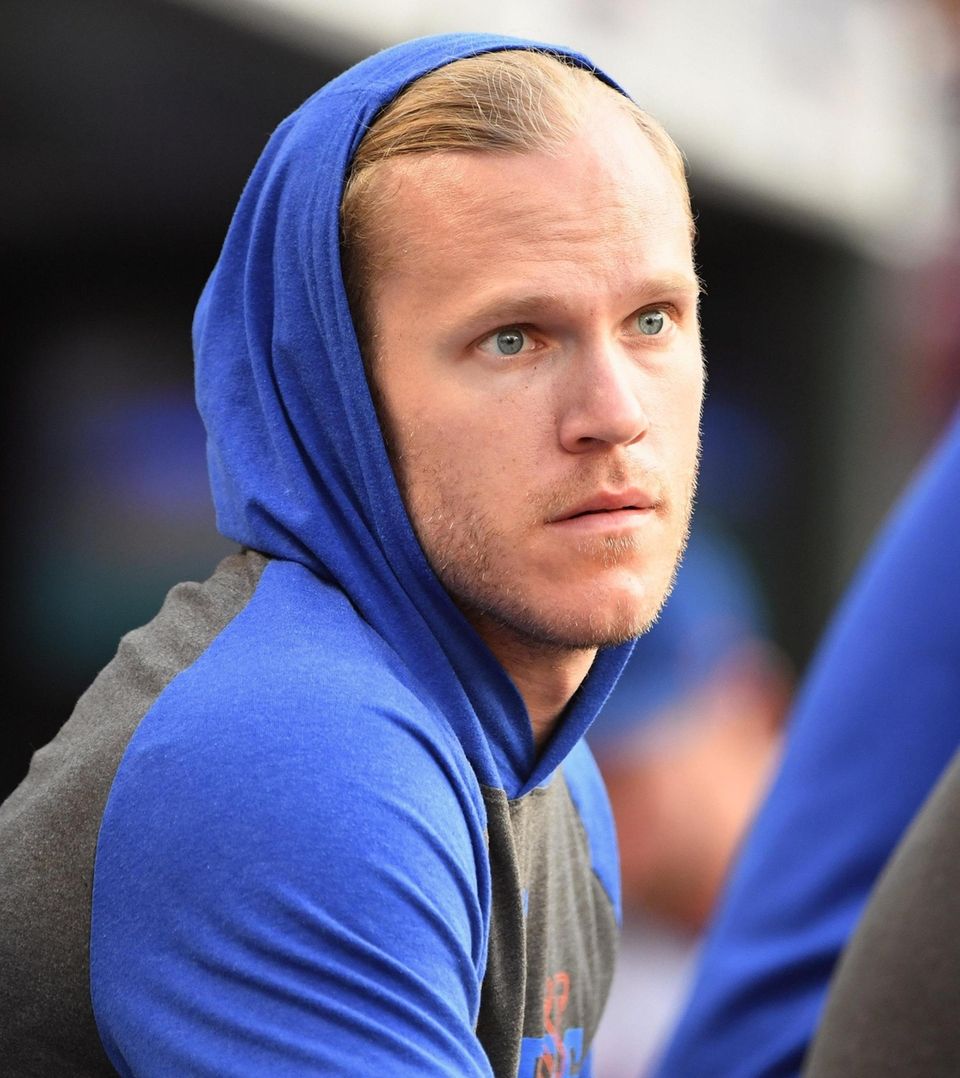 New York Mets pitcher Noah Syndergaard looks on
