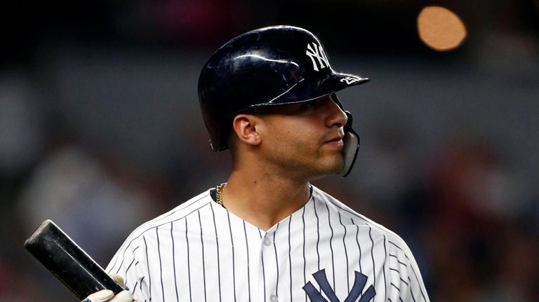 Gleyber Torres #25 of the Yankees looks on