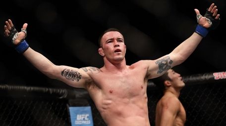 Colby Covington reacts after his fight with Dong