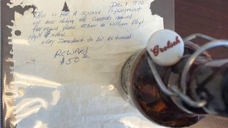 This bottle, with the handwritten note inside, recently