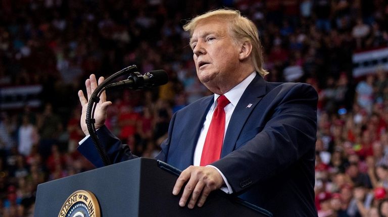 President Donald Trump at his campaign rally in