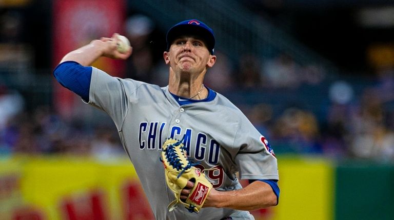 Brad Brach, pitching for the Cubs in July,