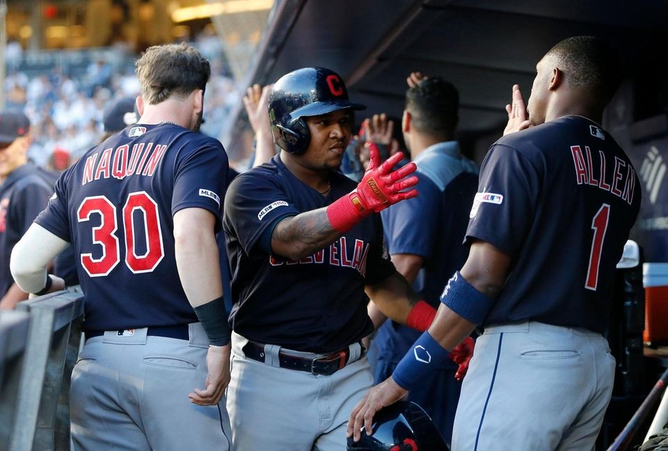 Jose Ramirez #11 of the Cleveland Indians celebrates