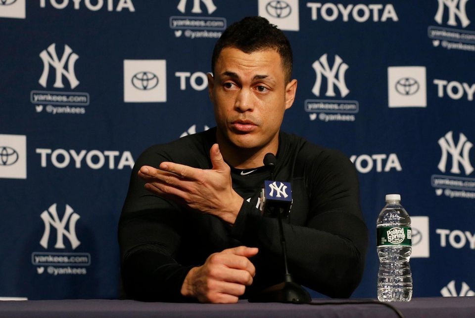 Giancarlo Stanton of the New York Yankees speaks
