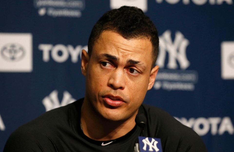 Giancarlo Stanton of the New York Yankees speaks