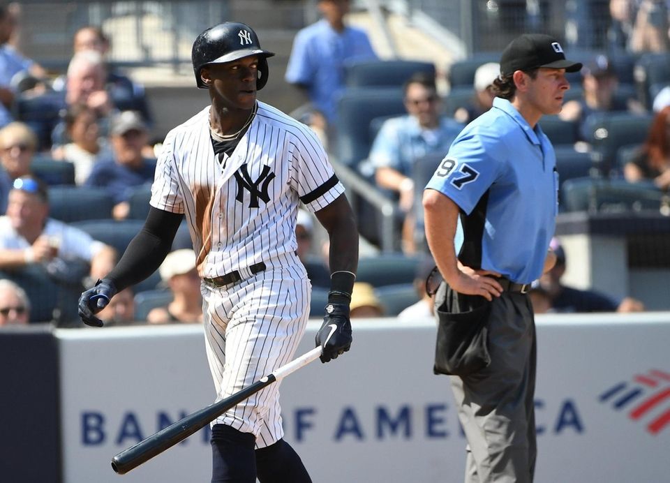 New York Yankees' Cameron Maybin returns to the