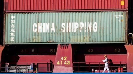 A cargo ship at the Los Angeles port