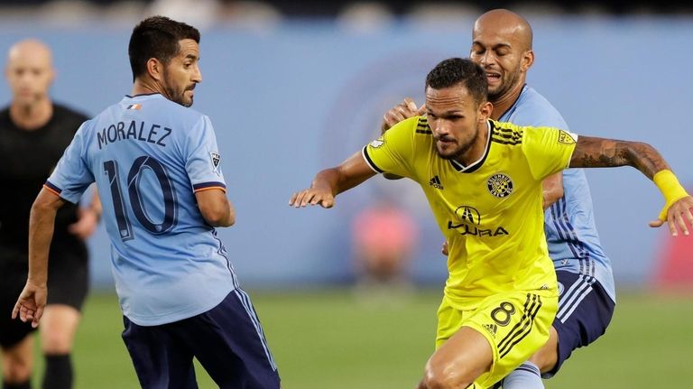 New York City FC forward Heber (9) of