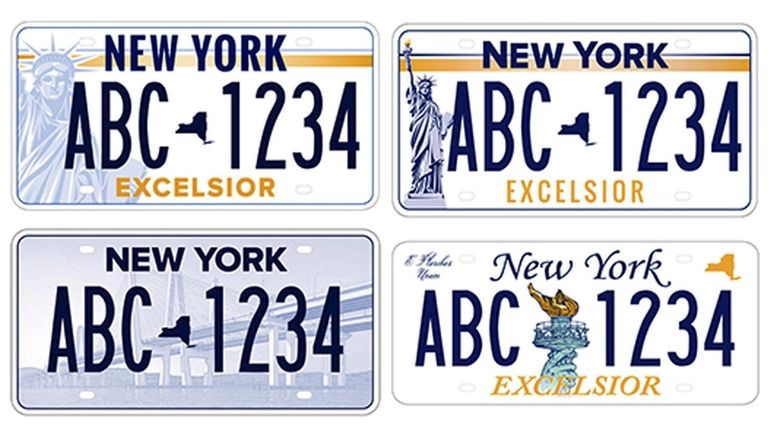 Four of the five license plate designs vying