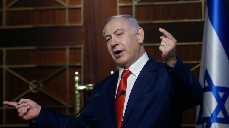 Israeli Prime Minister Benjamin Netanyahu delivers a speech
