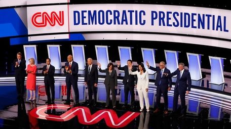 Candidates address the audience during the second of