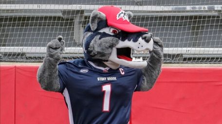 Stony Brook Seawolves mascot Wolfie entertains the fans