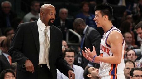 Interim head coach Mike Woodson and Jeremy Lin