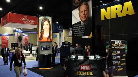 The booth of National Rifle Association is seen