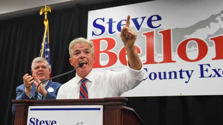 Suffolk County Executive Steve Bellone speaks Sunday at