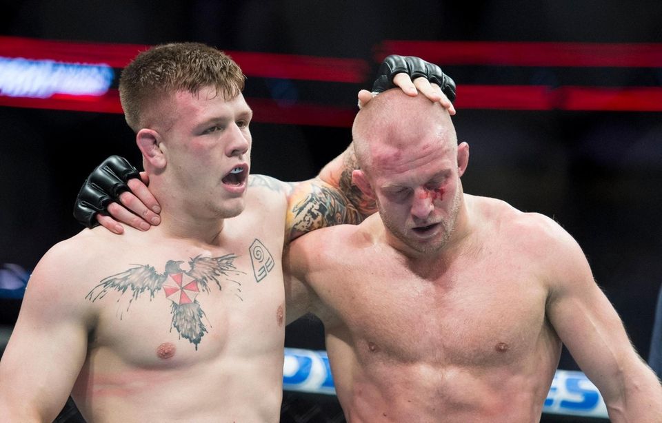 Light Heavyweight fighters Misha Cirkunov, right, and Jimmy