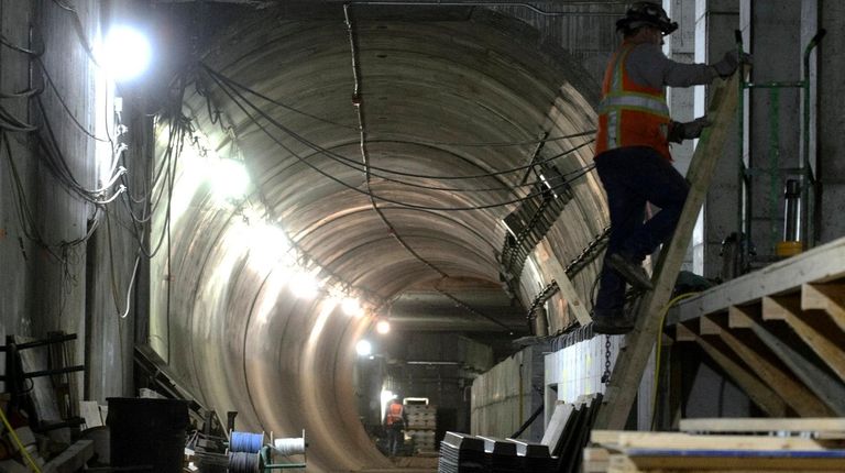 Construction work takes places at the Long Island