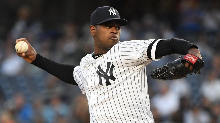 Yankees starting pitcher Luis Severino delivers against the
